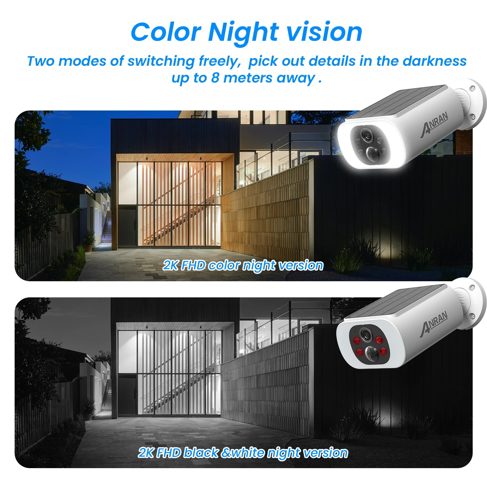 ANRAN Outdoor Solar Security Camera with Battery 3MP 2.4G WIFI Camera Battery Cloud Storage Color Night Vision - Image 2